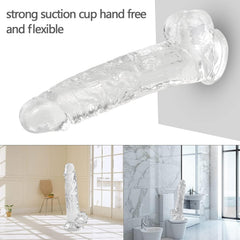 Crystal Clear 7.6" Soft Realistic Dildo with Suction Cup Base