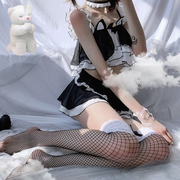 Lace Bow Fishnet Thigh High Stockings | Sexy Lingerie, Cosplay & Erotic Hosiery