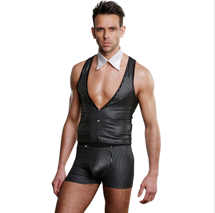 Men's Butler Waiter Sleeveless Shirt Cosplay Costume