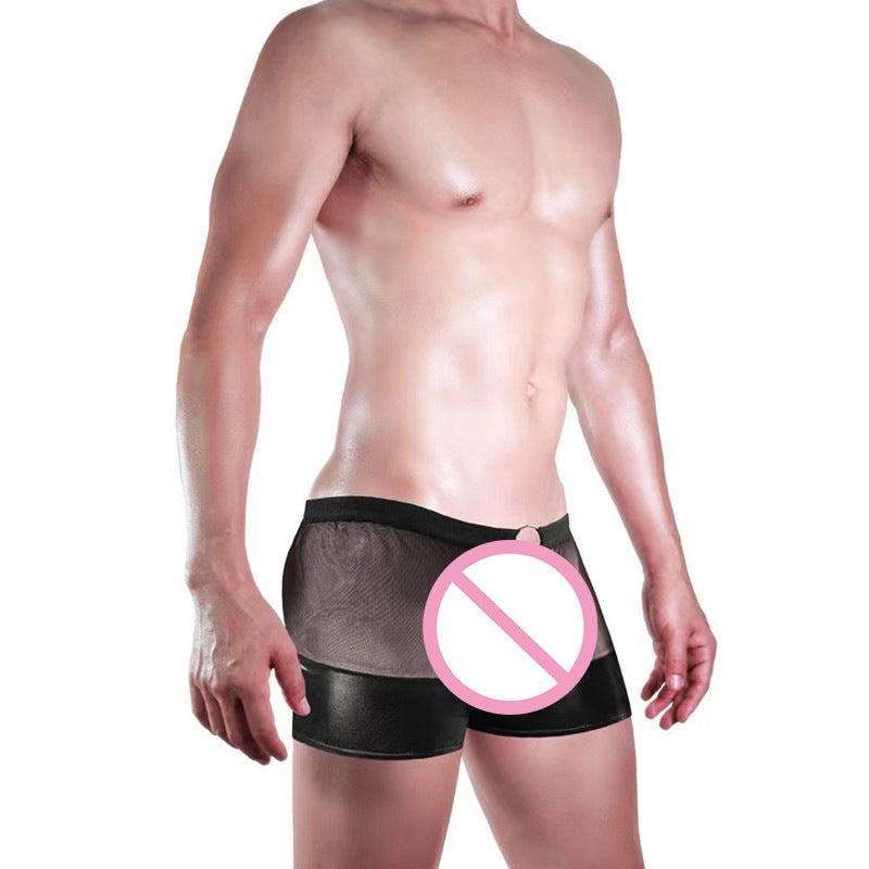 Men's Sheer Open Front& Back See Through Breathable Boxer