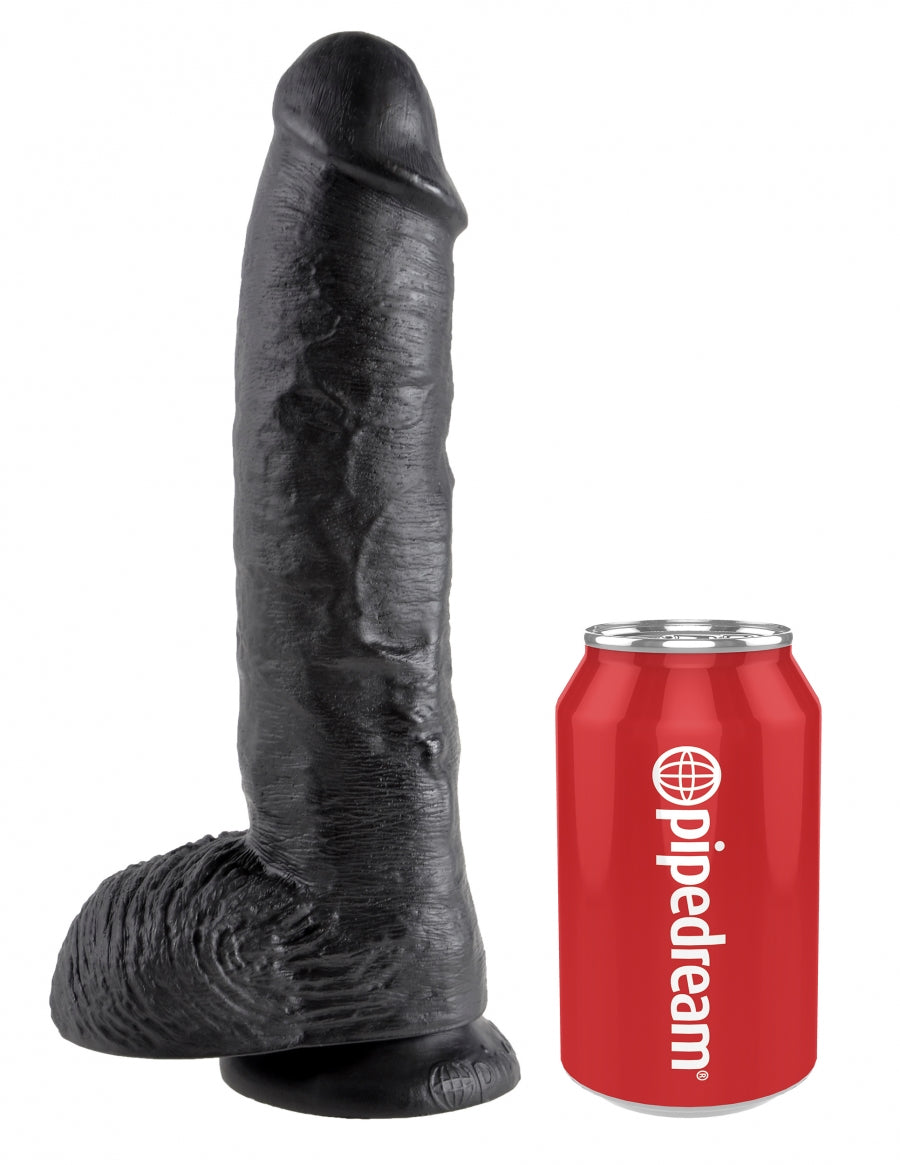 King Cock 10 Inch Cock with Balls in Black