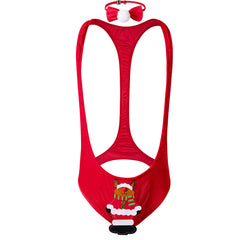 🎄圣诞麋鹿男士情趣制服｜伪娘装扮露臀体裤套装＋可爱领结｜节日 Cosplay 性感内衣