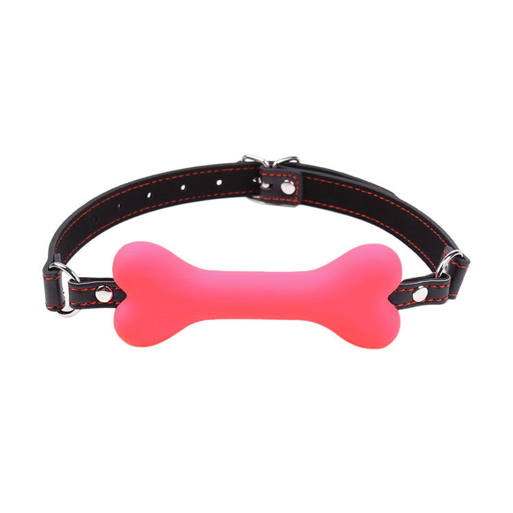 Forbidden Fruits Bondage Silicone Leather Dog Bones Mouth Gag(Three Color Available)