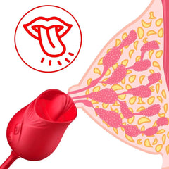 玫瑰造型女性情趣玩具｜10档舌舔+伸缩模式｜可清洗设计｜情侣私密礼物