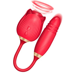 Limited-Time Special: 2-in-1 Rose Vibrator with Dual Heads – 10-Speed Thrusting & Suction Toy