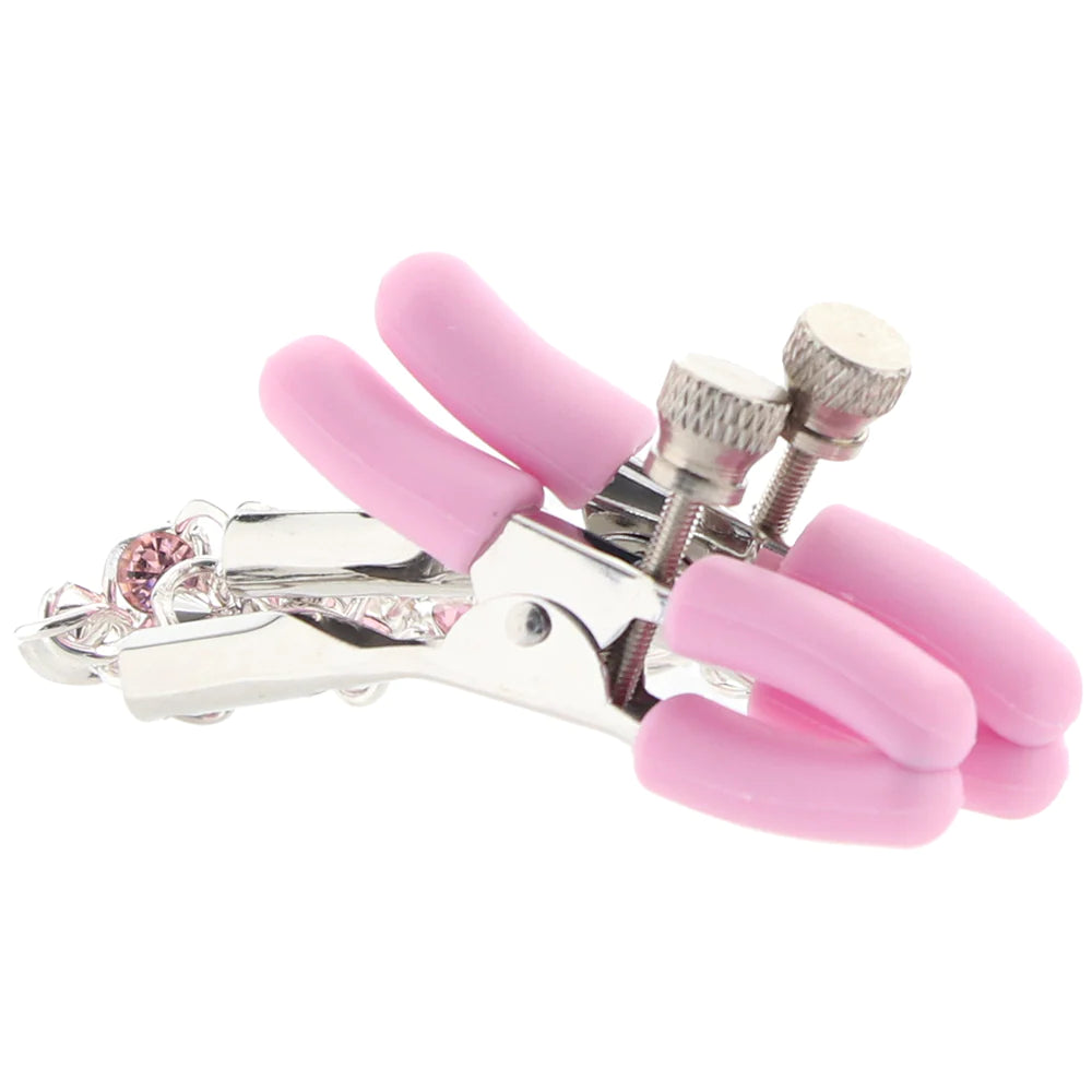 Nipple Play 粉色水晶链乳头夹