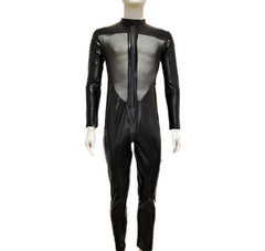 Men's Black Sexy Faux Leather Bodysuit