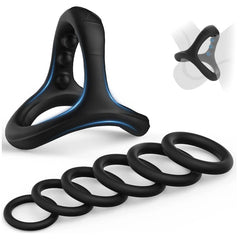 7PCS Premium Silicone Male Ring Set, Adjustable Intimate Rings for Men, Multi-Size Couples Adult Toy for Enhanced Pleasure & Private Experience