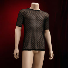 Men's Mesh See-through Pajamas+Sheer Boxer Briefs