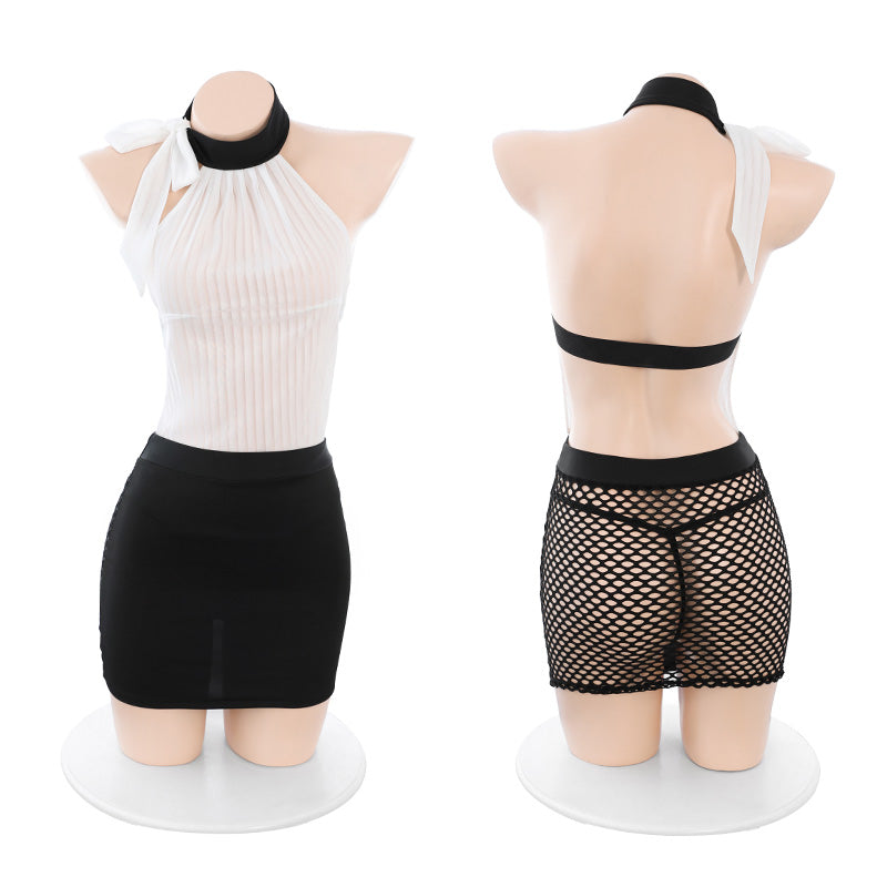 Women's Sexy Backless Secretary Role Play Costumes