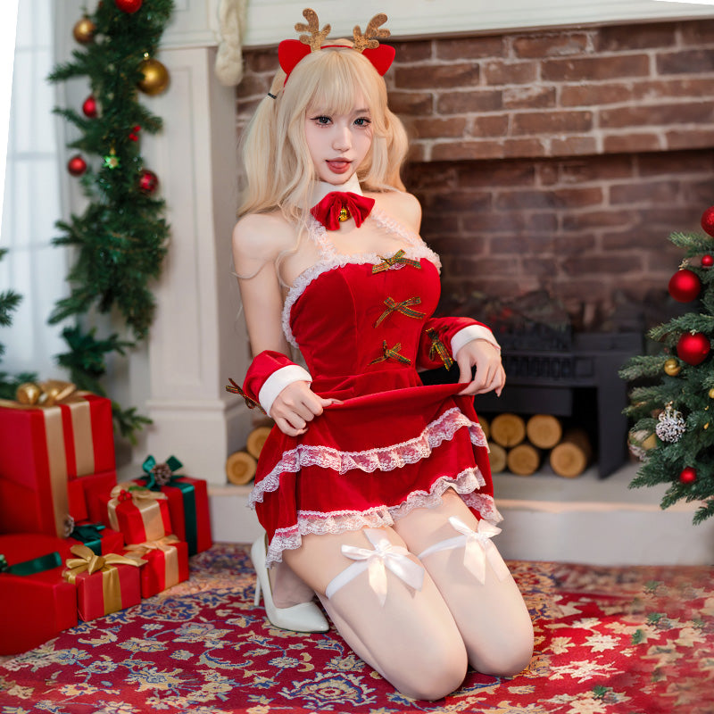 Women Sexy One-piece Christmas Cosplay Santa Costume   