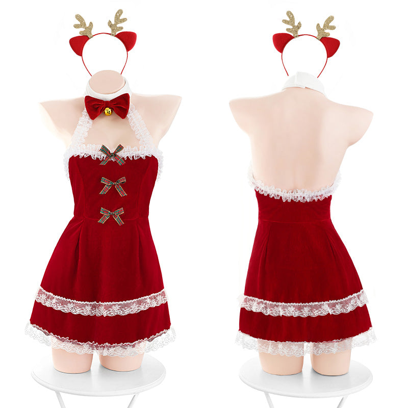 Women Sexy One-piece Christmas Cosplay Santa Costume   