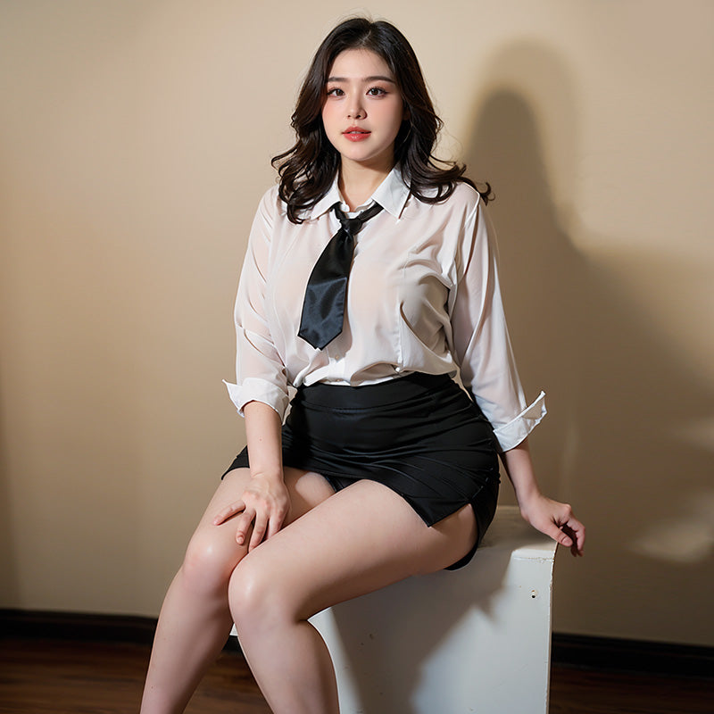 大码性感秘书套装 | 露沟风情诱惑 | 纯欲包臀设计 | 加大码 & 特大码可选