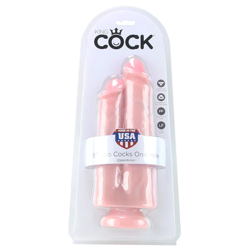 美国King Cock 9英寸双头单洞仿真阳具(香草色)