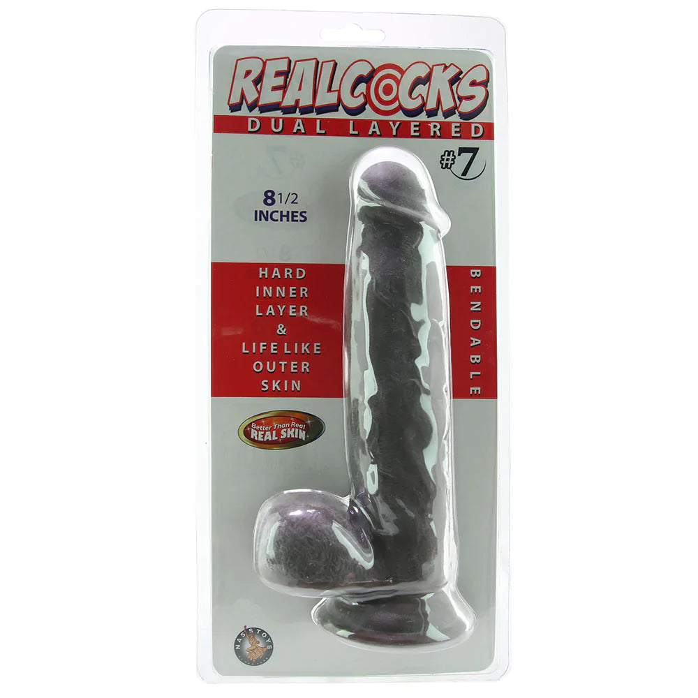 Real Cocks #7 Dual Layered 8.5 Inch Dildo in Dark Brown