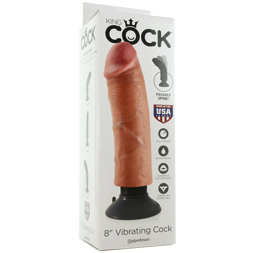 King Cock 8" Vibrating Dildo in Flesh