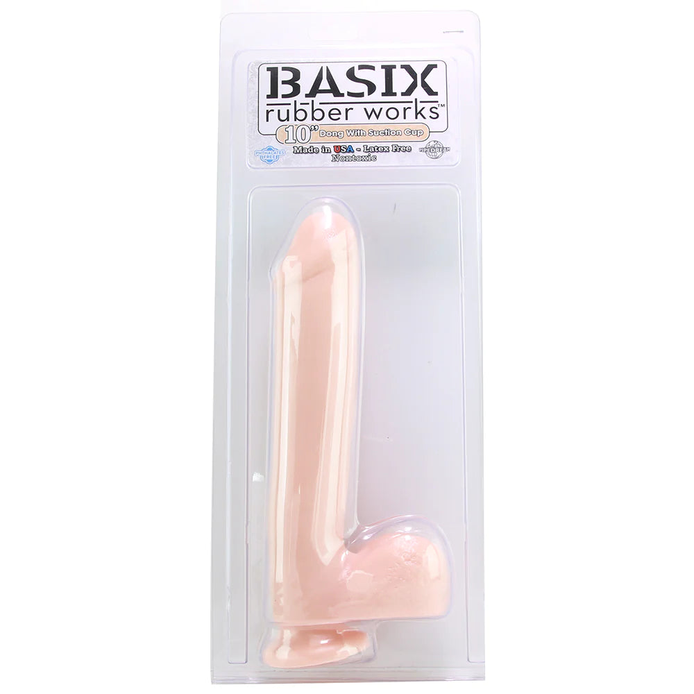 Basix 10 Inch Suction Base Dildo in Flesh