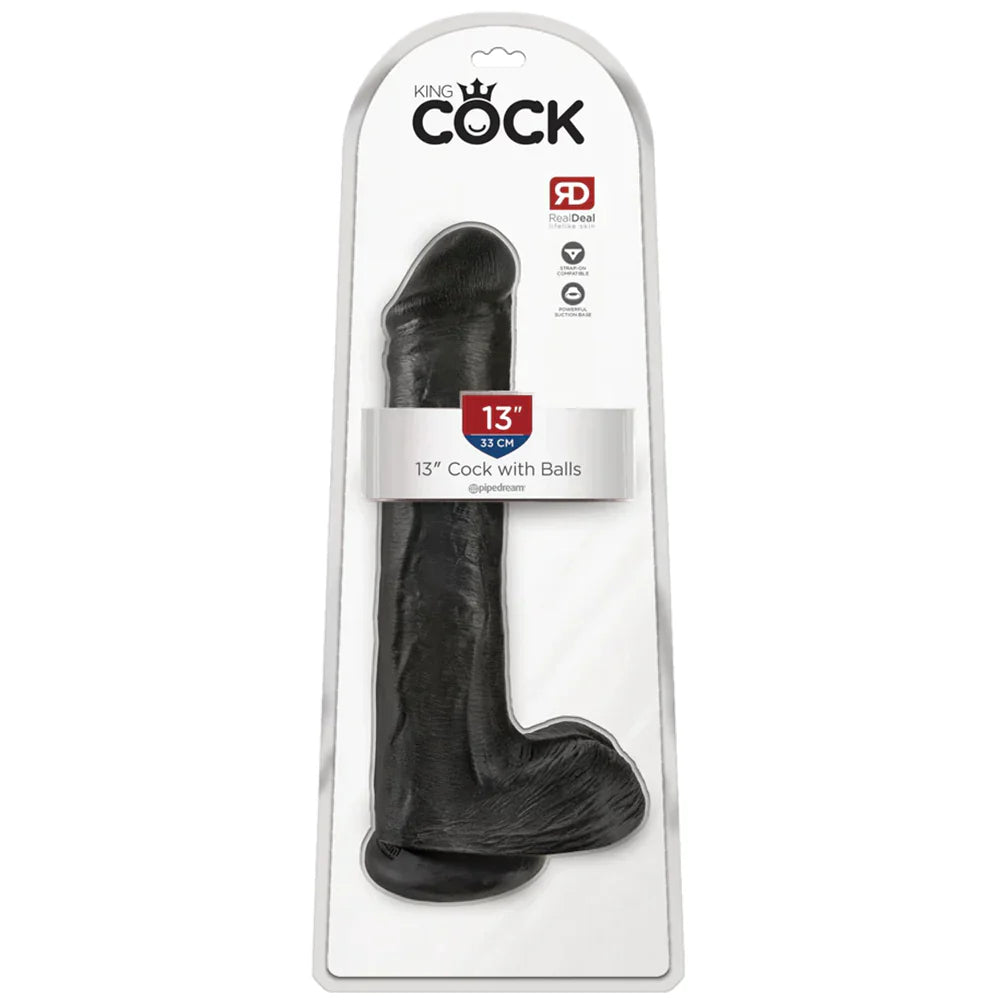 美国King Cock 13英寸黑色带蛋蛋仿真阳具