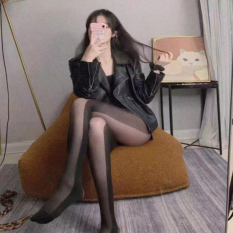 Sexy Vertical Striped Pantyhose - Slimming Mesh Panel Tights