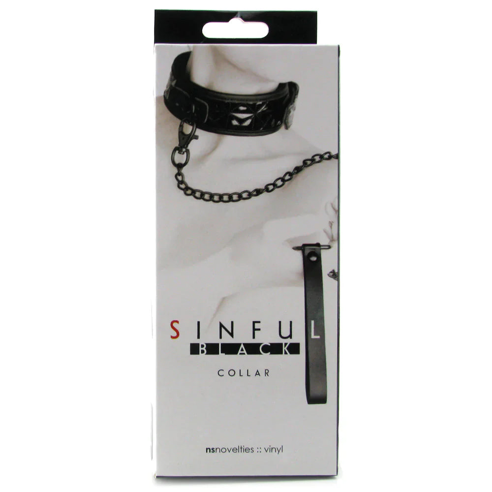 Sinful Collar with Leash in Black