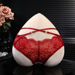 Lace Open-Crotch Sexy Panties for Women | Sheer Stretch Lingerie (S–XL) White & Wine Red
