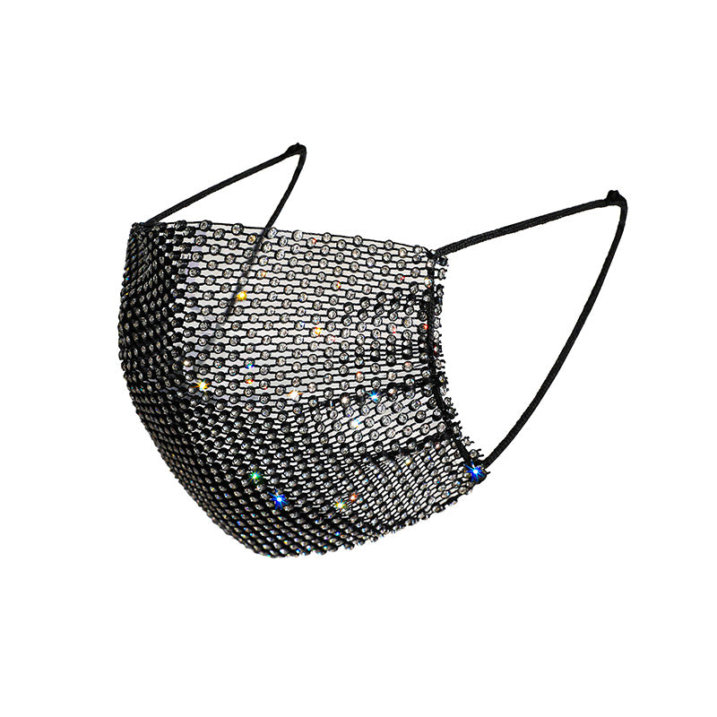 Sexy Black Rhinestone Fashionable Face Mask