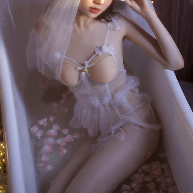 Sexy Bride Cosplay See-Through Open File Tulle Skirt With Veil -  Sex Toys & Adult Toys | XtoySmart Canada