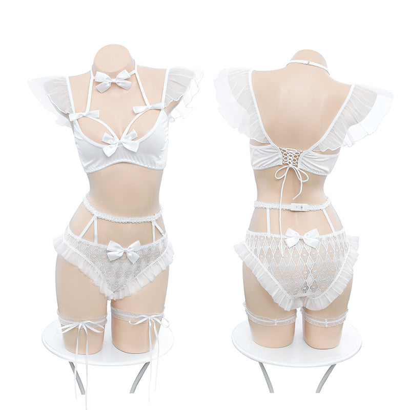 White Mesh Sexy Bride Cosplay Costumes