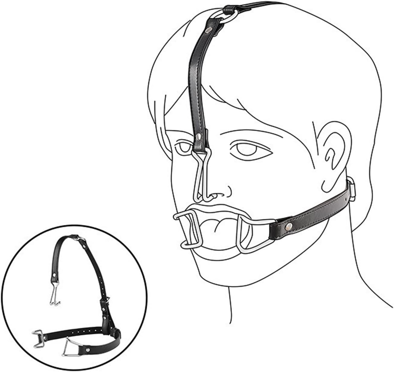 BDSM Mouth Opener with Nose Hook Set