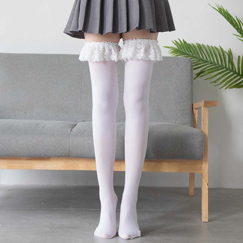 Lolita Velvet Over-the-Knee Socks | Lace Cosplay Stockings