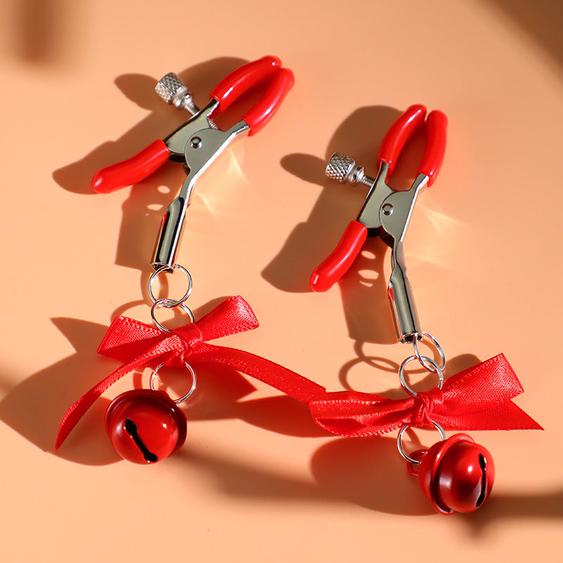 Adjustable Sexy Red Clamps Clip with Bowknot and Bells