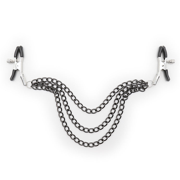 Black Adjustable Nipple Clip Clamps with 3 Chain