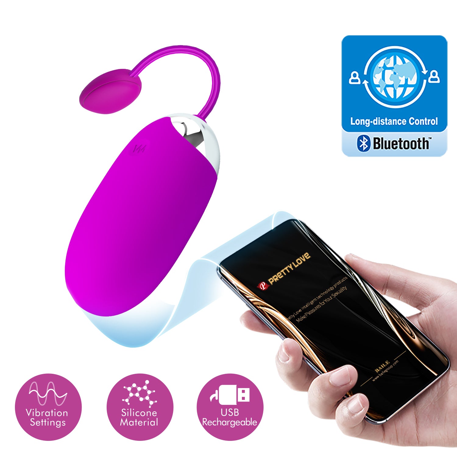 PrettyLove 12 Vibration Functions Mobile APP Controlled Vibrating Egg