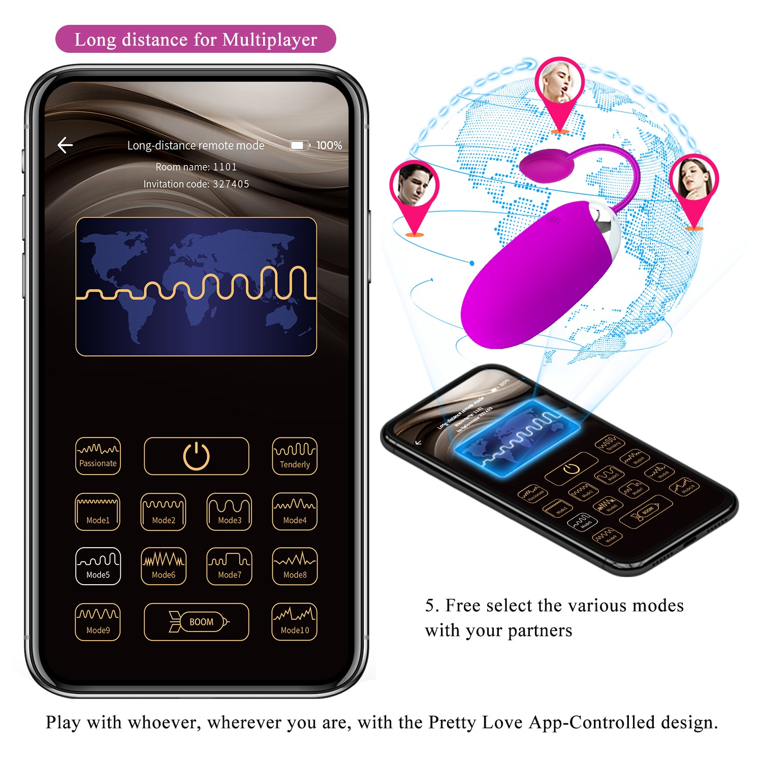 PrettyLove 12 Vibration Functions Mobile APP Controlled Vibrating Egg