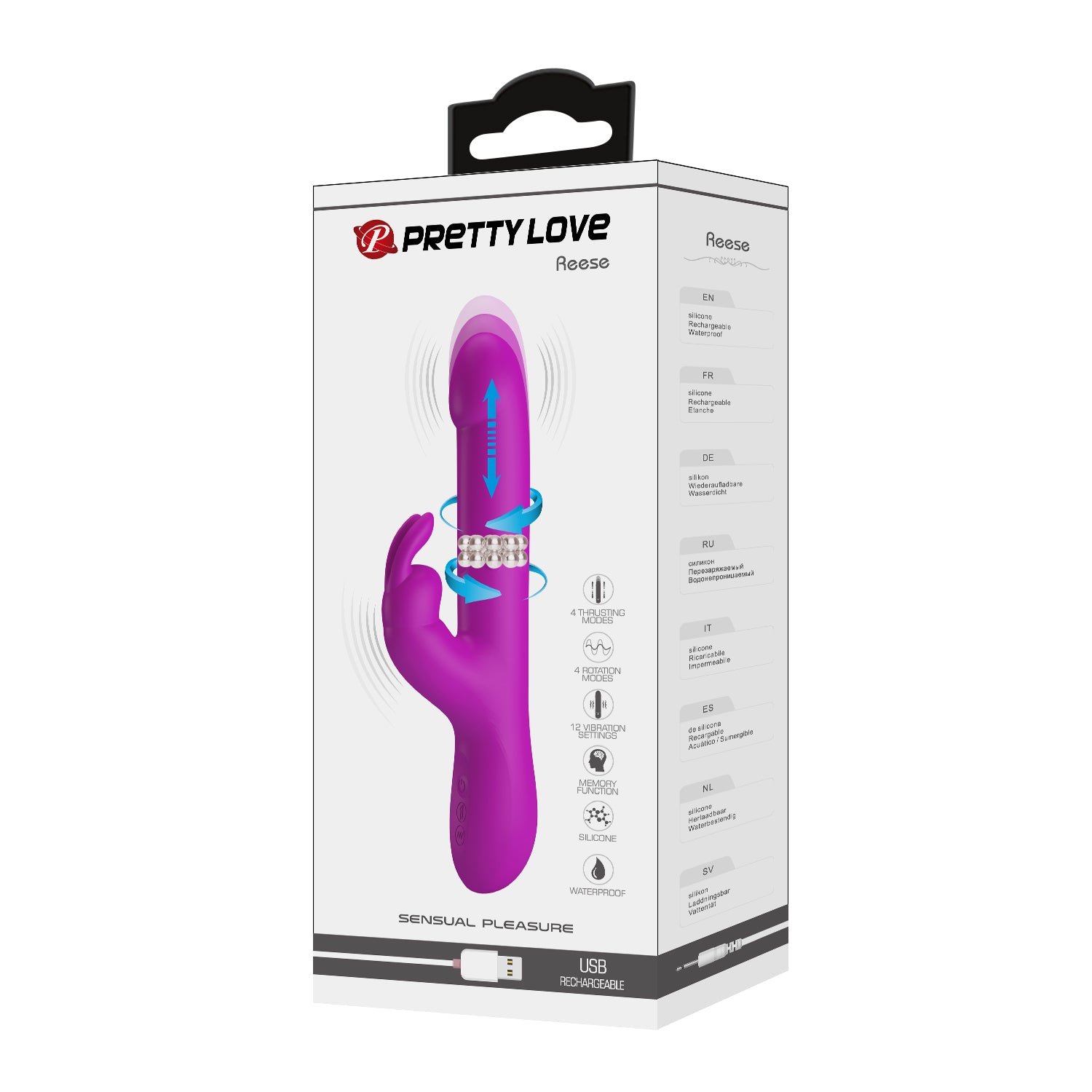 Prettylove Reese 2-1 Rechargeable Rabbit Wand with Rotating & Vibrating Function