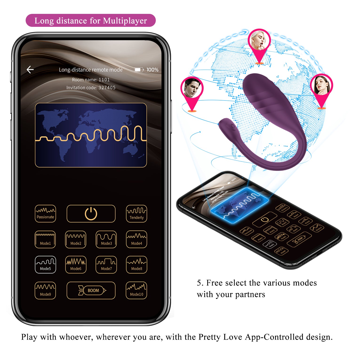 PrettyLove 12-Speed Powerful Vibration Silicone Egg with APP Remote Control