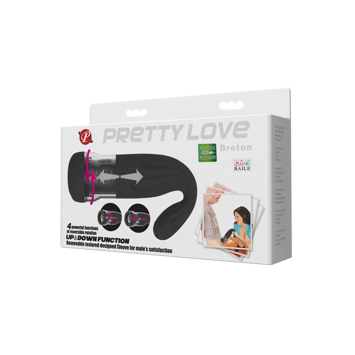 Prettylove 布列塔尼逼真质感手持式 2 合 1 男性自慰杯