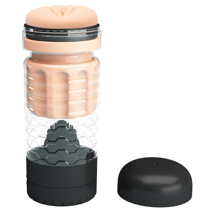 PrettyLove Emily Variable-Speed Rotating Brush Vibrating Male Masturbator Cup