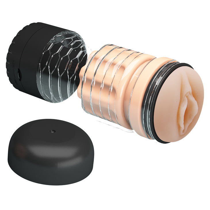 PrettyLove Emily Variable-Speed Rotating Brush Vibrating Male Masturbator Cup