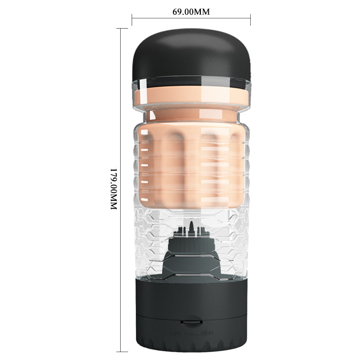 PrettyLove Emily Variable-Speed Rotating Brush Vibrating Male Masturbator Cup