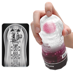 PrettyLove Black Hole Vacuum Male Masturbator – Pink Rolling Ball Stroker with Suction Control & Transparent Case