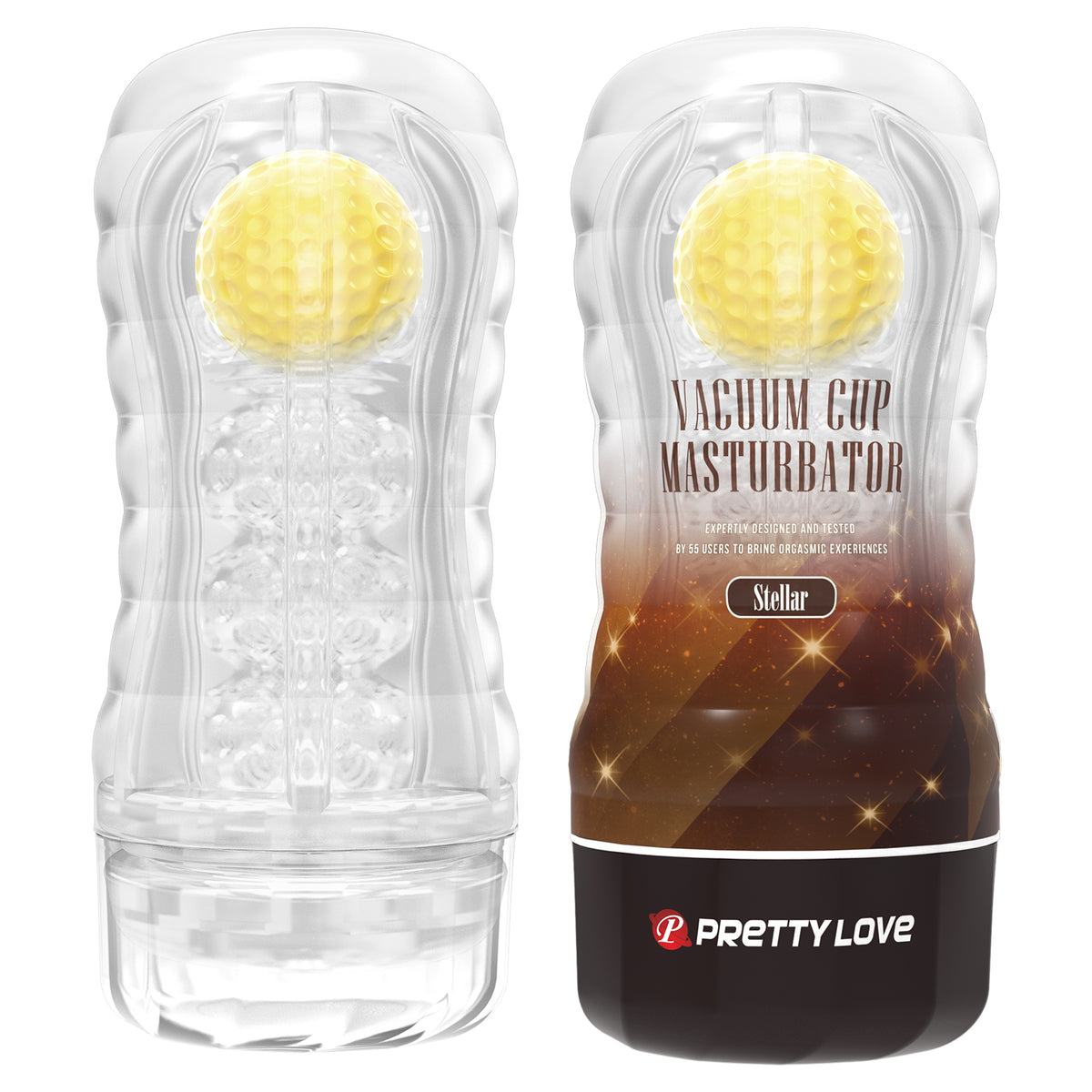 Pretty Love Stellar Vacuum Male Masturbator – Rolling Ball Stroker with Suction Control & Transparent Case (Yellow Edition)