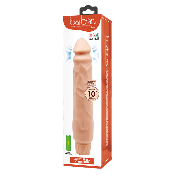Baile 10 Inch Vibrating Soft Skin Dildo with Suction Cup