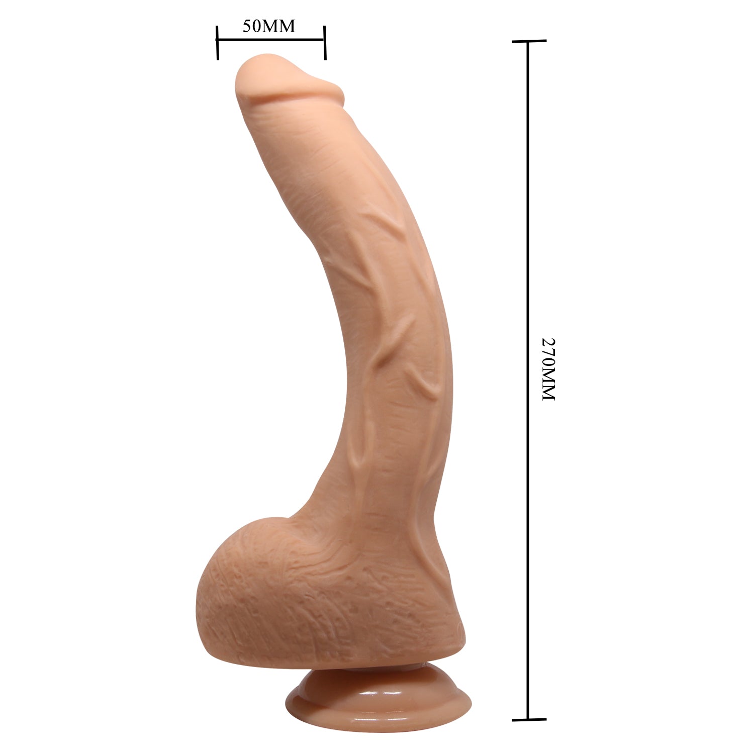 Baile 10.6 Inch Lifelike Vibrating Dildo with Suction Cup in Flesh