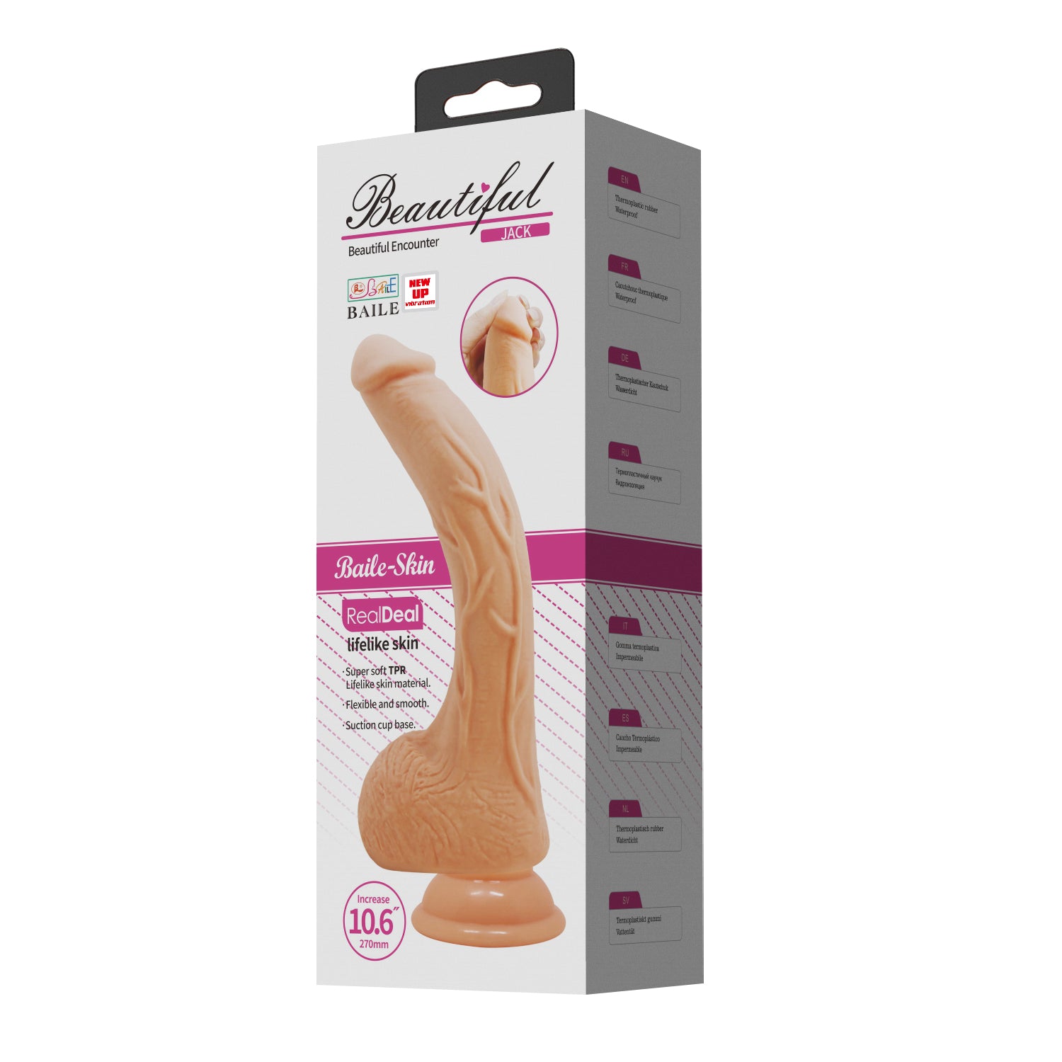 Baile 10.6 Inch Lifelike Vibrating Dildo with Suction Cup in Flesh