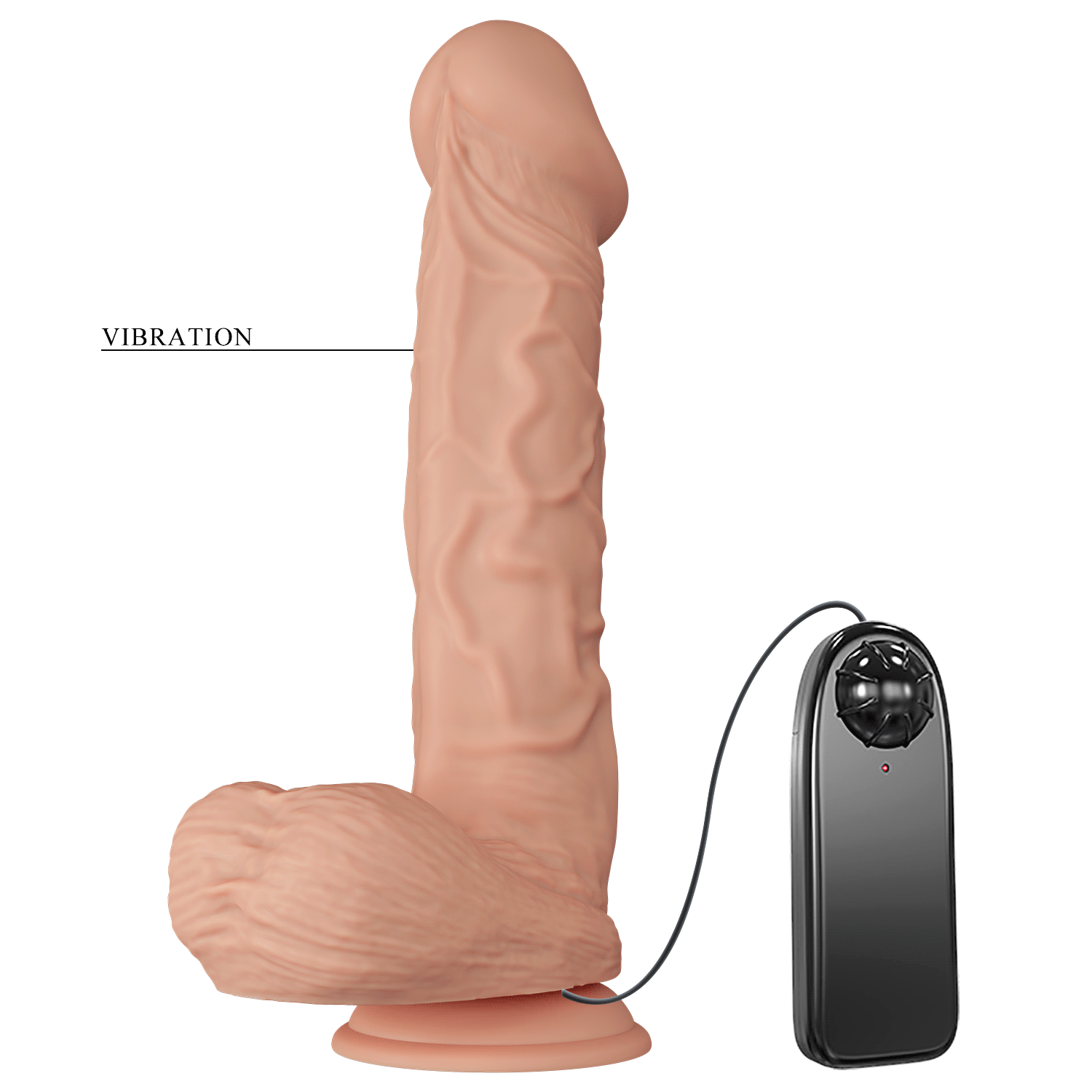 Baile 10.2 Inch Lifelike Vibrating Dildo with Suction Cup in Flesh
