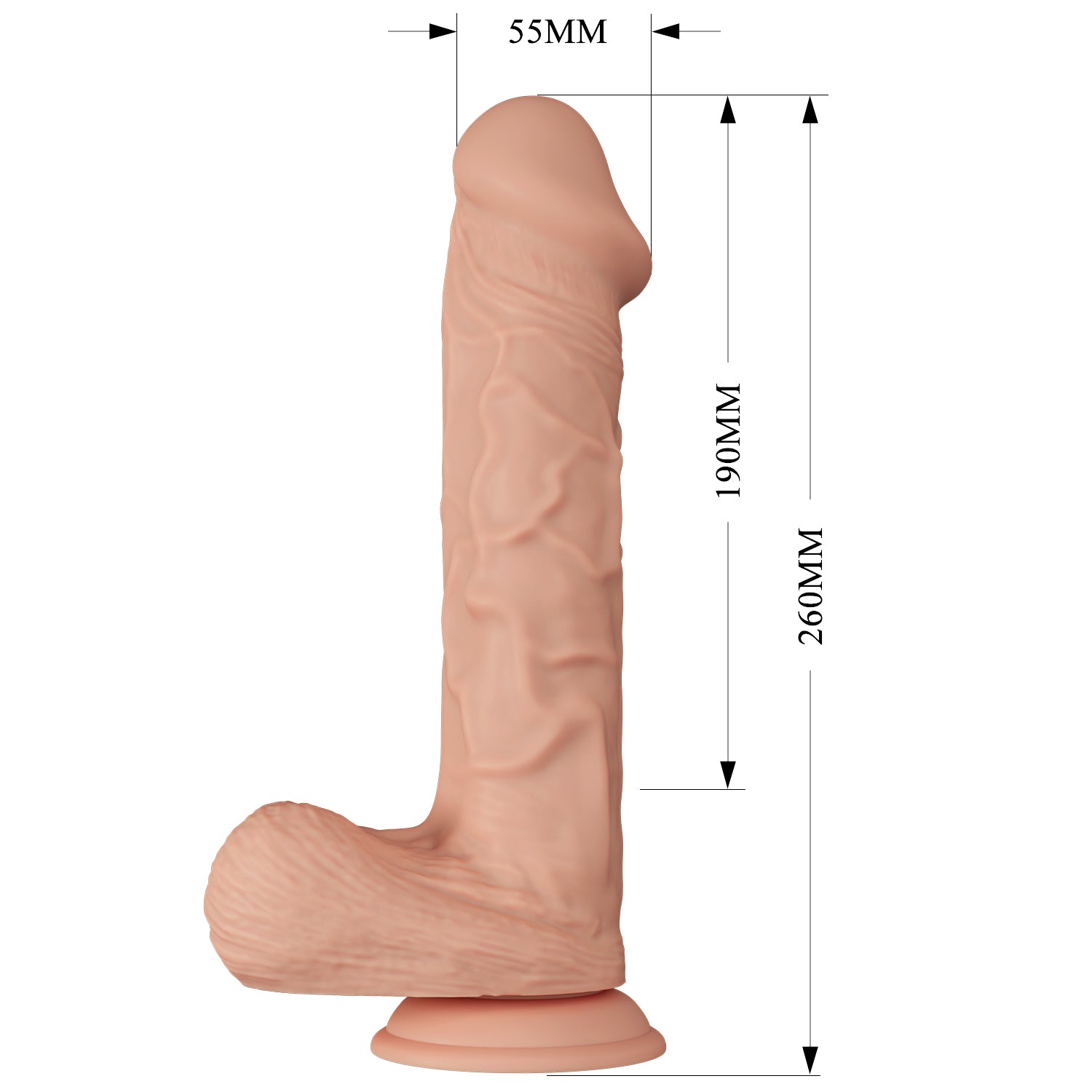 Baile 10.2 Inch Lifelike Vibrating Dildo with Suction Cup in Flesh