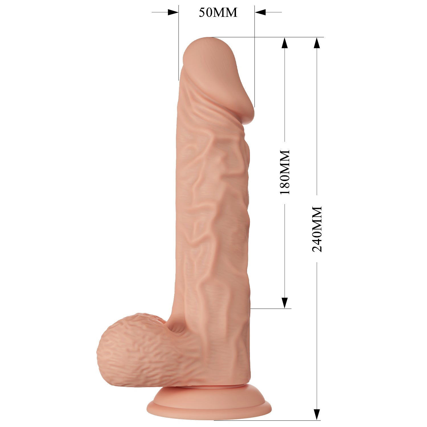 Baile 9.4 Inch Lifelike Vibrating Dildo with Suction Cup in Flesh