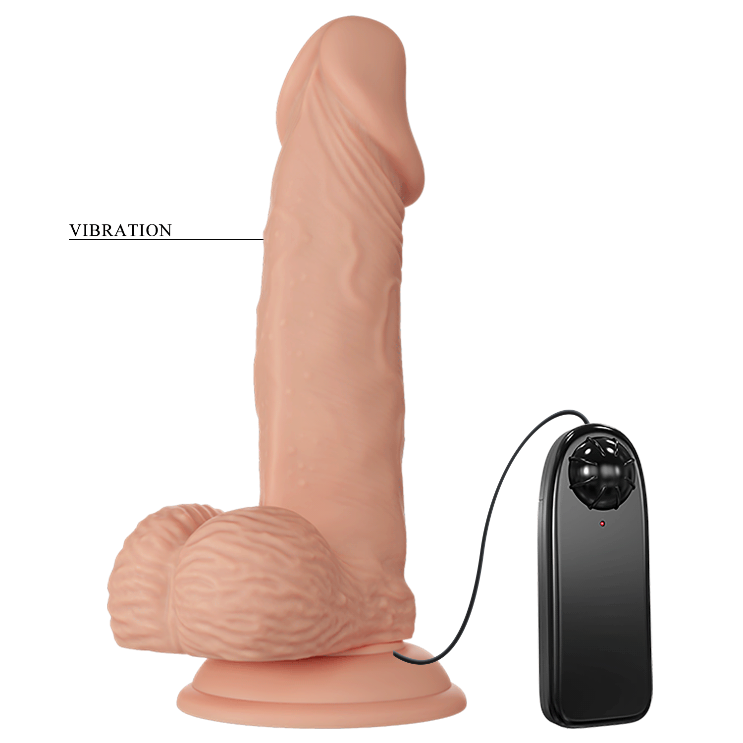 Baile 7.6 Inch Lifelike Vibrating Dildo with Suction Cup in Flesh