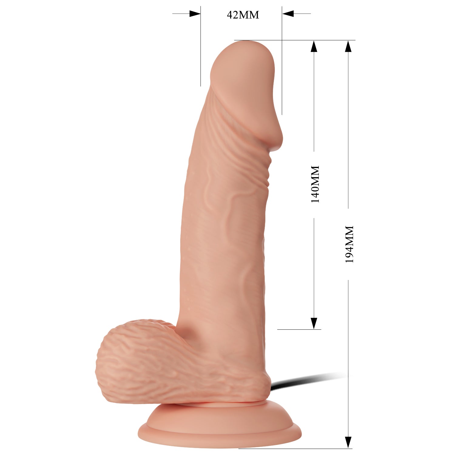 Baile 7.6 Inch Lifelike Vibrating Dildo with Suction Cup in Flesh